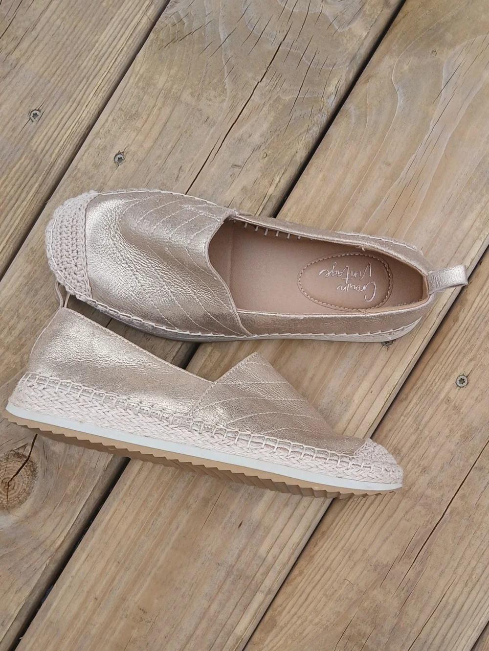 Metallic Gold Slip-On Espadrilles for Women